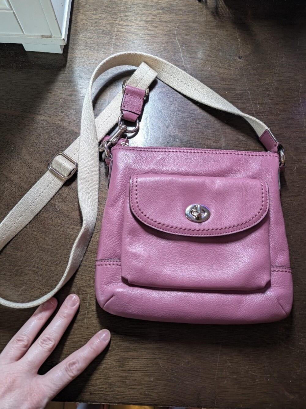 Coach Park Leather Turnlock Swingpack Crossbody Bag Purple